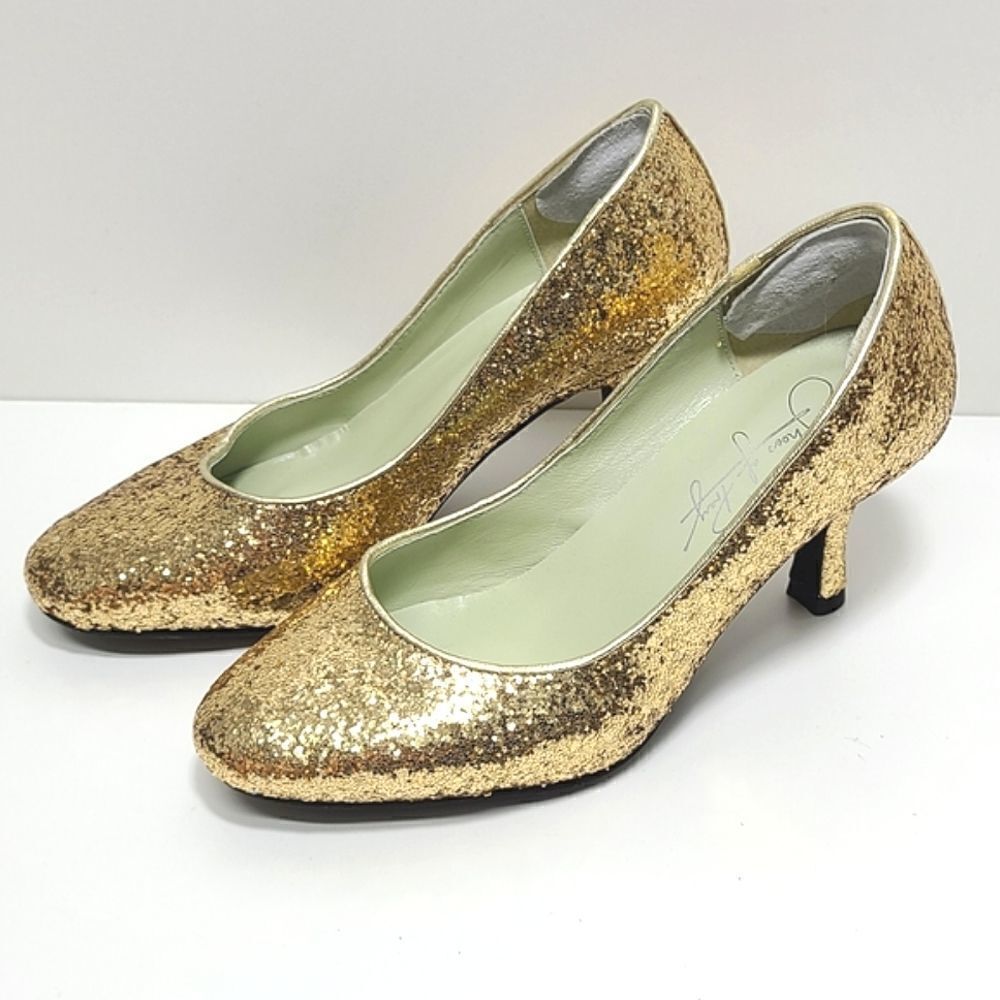 Shoes‎ of Prey Bridal Gold Glitter Pumps Size 35